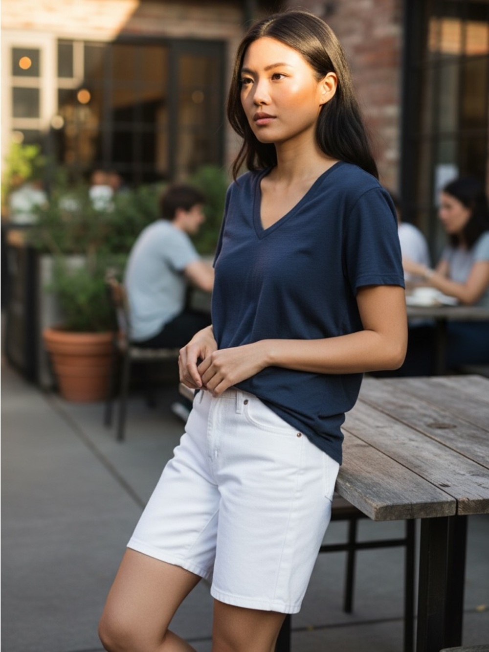 J. Crew Navy V-Neck Short Sleeve Tee